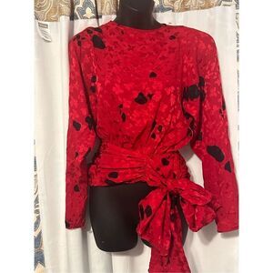 Beautiful women Vintage 1980s red with black Polka Dots | Made in HONG KONG by L